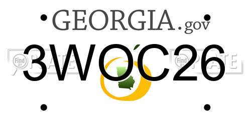 3WOC26 Georgia License Plate