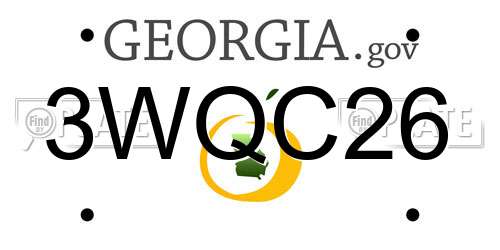 3WQC26 Georgia License Plate