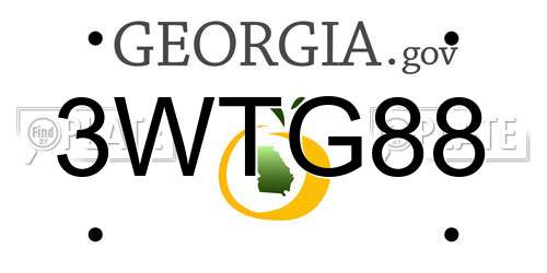 3WTG88 Georgia License Plate