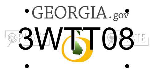 3WTT08 Georgia License Plate