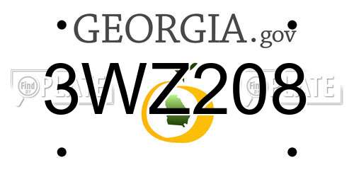 3WZ208 Georgia License Plate