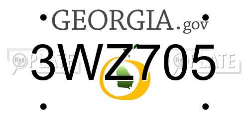 3WZ705 Georgia License Plate