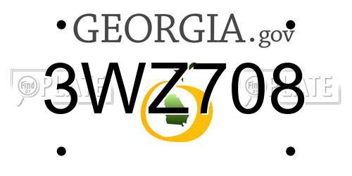 3WZ708 Georgia License Plate
