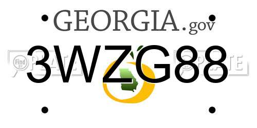 3WZG88 Georgia License Plate