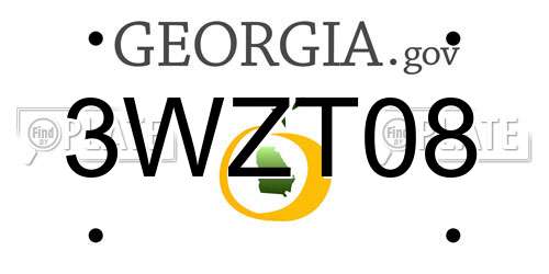 3WZT08 Georgia License Plate