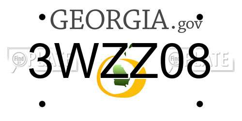 3WZZ08 Georgia License Plate