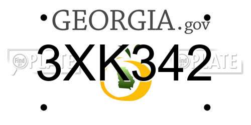 3XK342 Georgia License Plate