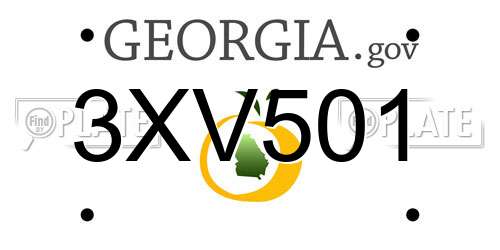 3XV501 Georgia License Plate