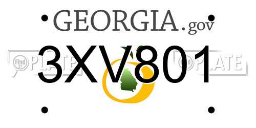 3XV801 Georgia License Plate