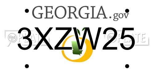 3XZW25 Georgia License Plate