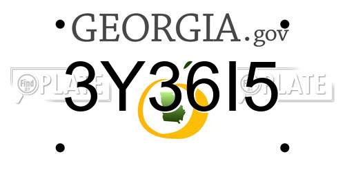 3Y36I5 Georgia License Plate