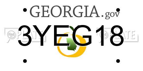 3YEG18 Georgia License Plate