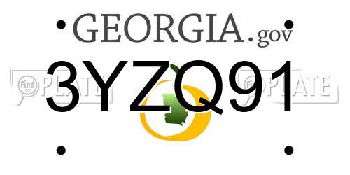 3YZQ91 Georgia License Plate