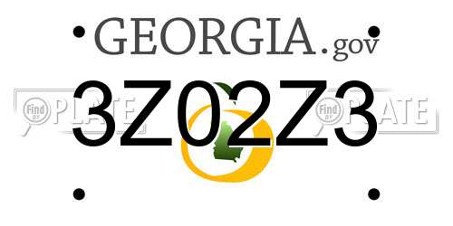 3Z02Z3 Georgia License Plate