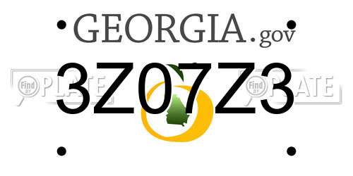 3Z07Z3 Georgia License Plate