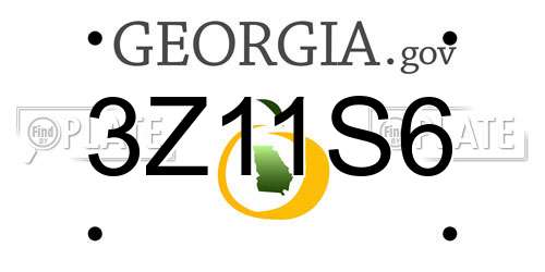 3Z11S6 Georgia License Plate