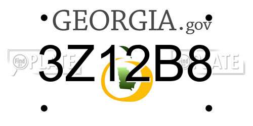 3Z12B8 Georgia License Plate