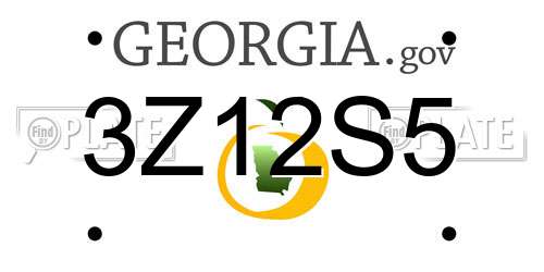 3Z12S5 Georgia License Plate