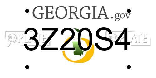 3Z20S4 Georgia License Plate