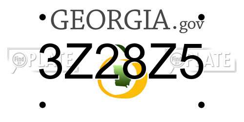 3Z28Z5 Georgia License Plate