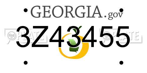 3Z43455 Georgia License Plate