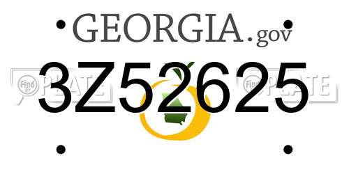 3Z52625 Georgia License Plate