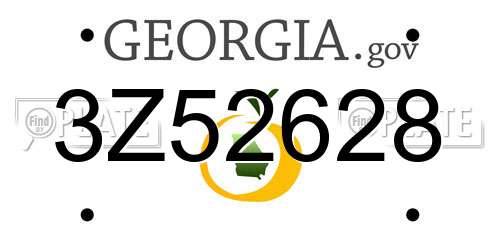 3Z52628 Georgia License Plate