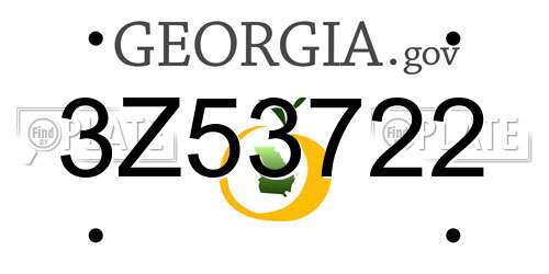 3Z53722 Georgia License Plate