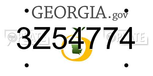 3Z54774 Georgia License Plate