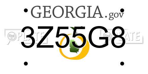 3Z55G8 Georgia License Plate