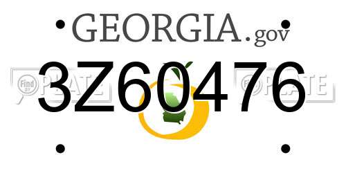 3Z60476 Georgia License Plate