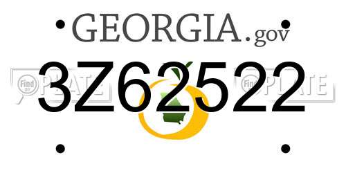 3Z62522 Georgia License Plate
