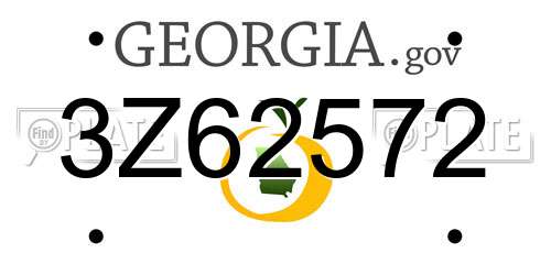 3Z62572 Georgia License Plate