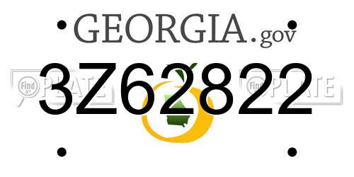 3Z62822 Georgia License Plate