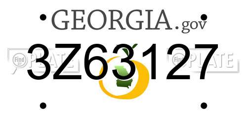 3Z63127 Georgia License Plate