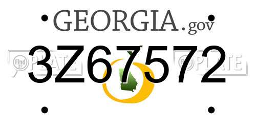 3Z67572 Georgia License Plate