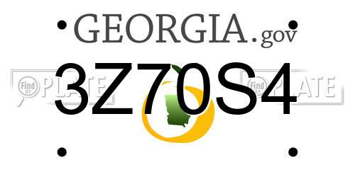 3Z70S4 Georgia License Plate