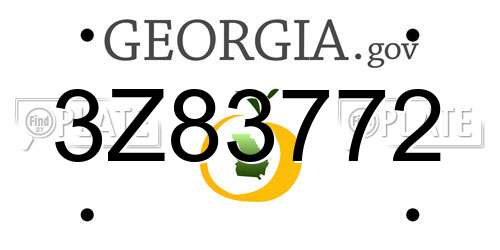 3Z83772 Georgia License Plate