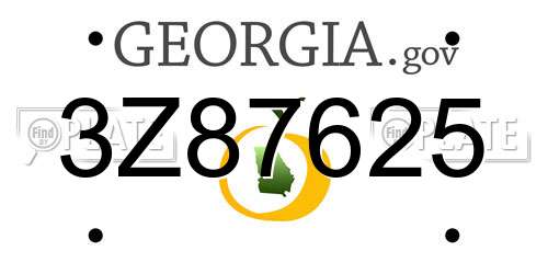 3Z87625 Georgia License Plate