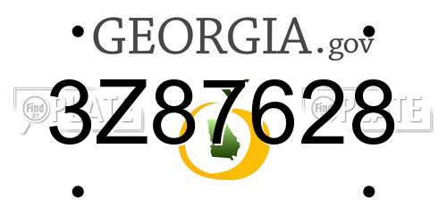 3Z87628 Georgia License Plate