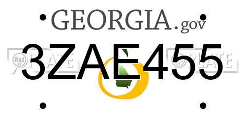 3ZAE455 Georgia License Plate
