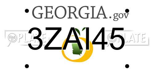 3ZAI45 Georgia License Plate
