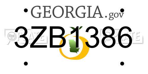 3ZB1386 Georgia License Plate