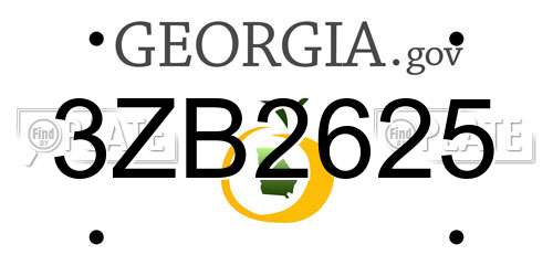 3ZB2625 Georgia License Plate
