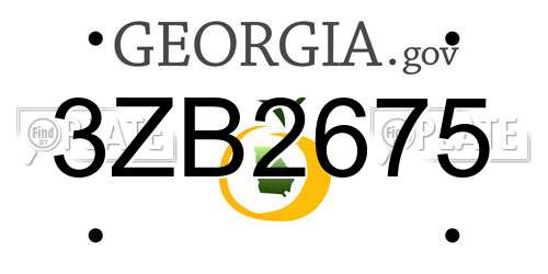 3ZB2675 Georgia License Plate