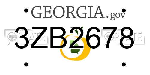 3ZB2678 Georgia License Plate