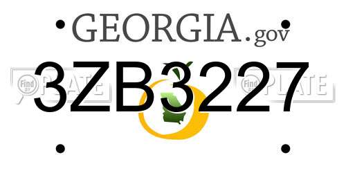 3ZB3227 Georgia License Plate