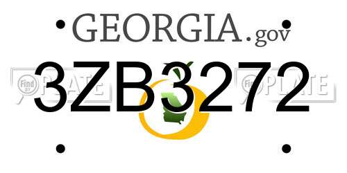 3ZB3272 Georgia License Plate