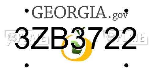 3ZB3722 Georgia License Plate