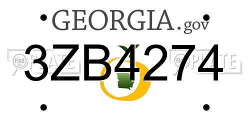 3ZB4274 Georgia License Plate